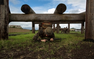 Marine navigating an obstacle